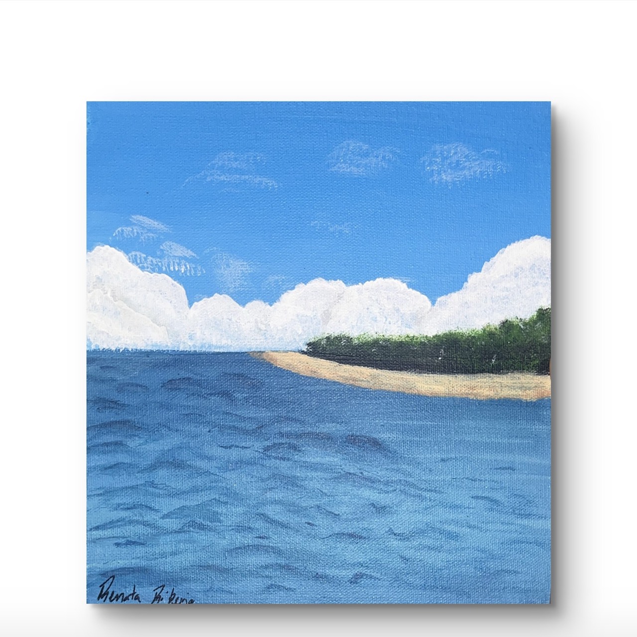Tela Ilha, pintura acrílica 15×15 cm, Renarte Rio de Janeiro